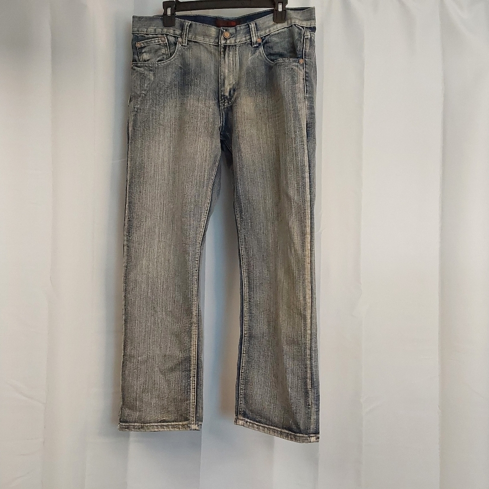 ROK Jeans Men 36x28 Denim Light Wash Reg Fit Streetwear